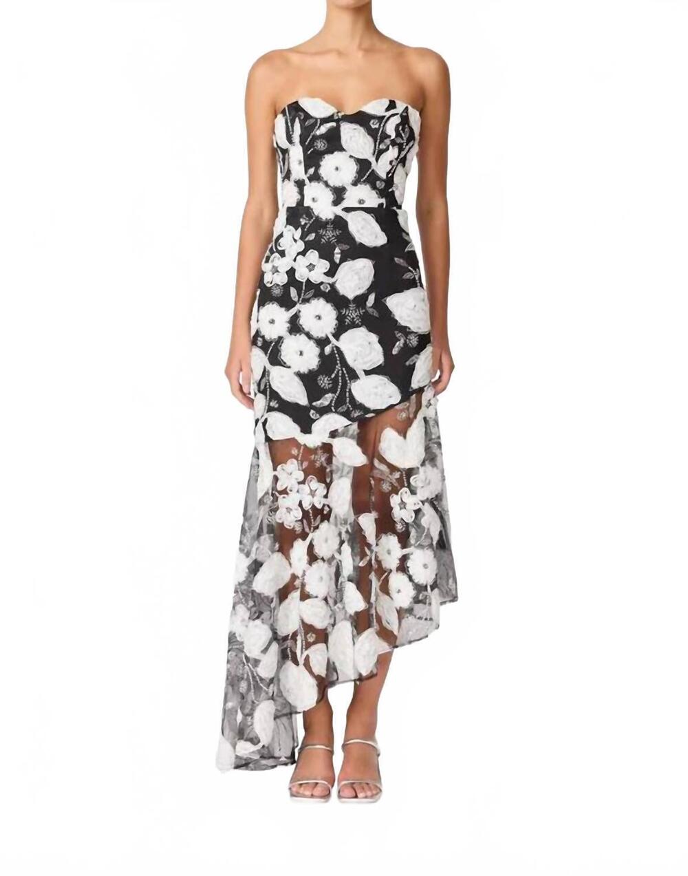 NEW ELLIATT carol strapless gown in black/white